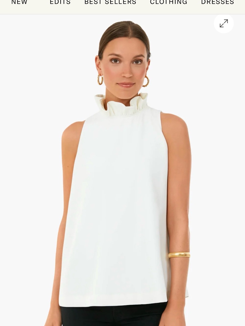Tuckernuck ivory Mason Top-Sleeveless White Ruffle Mock Neck & true